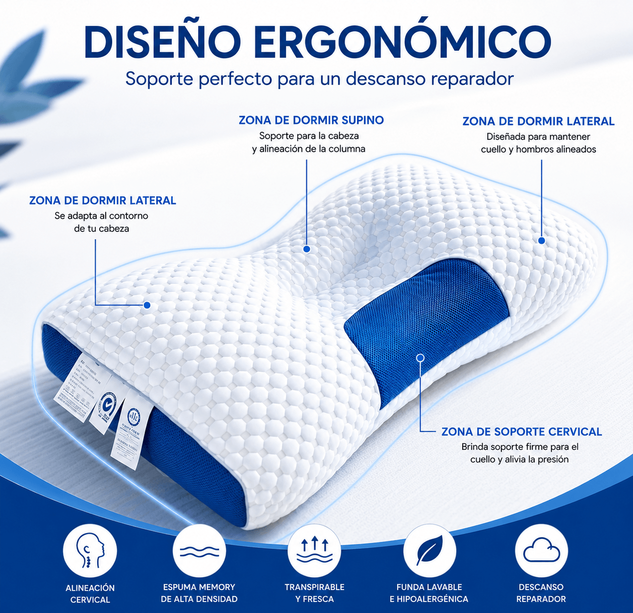 Almohada Cervical Ergonomica 2x1