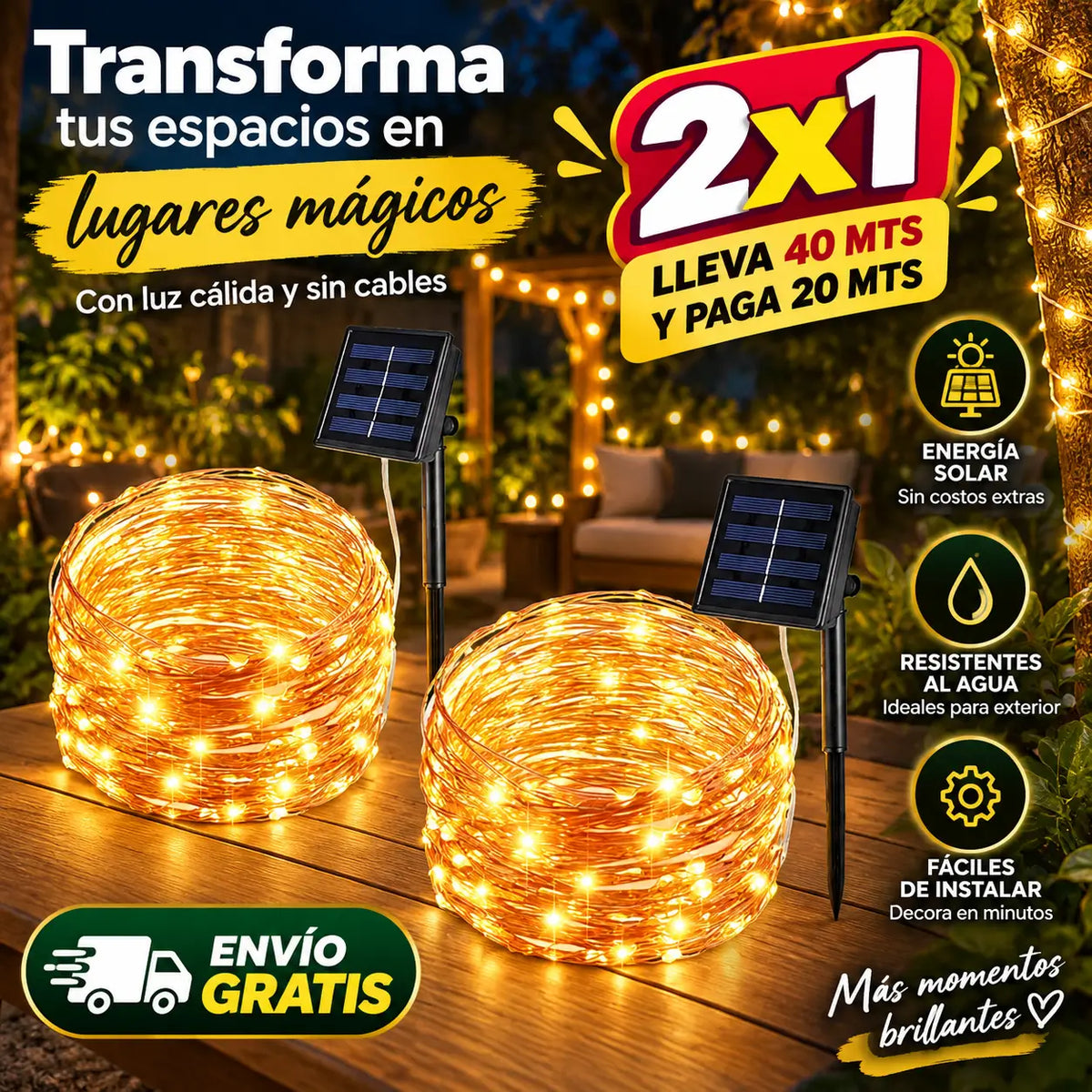 LumaVine Solar 2X1 - Decora Sin Cables ni Enchufes