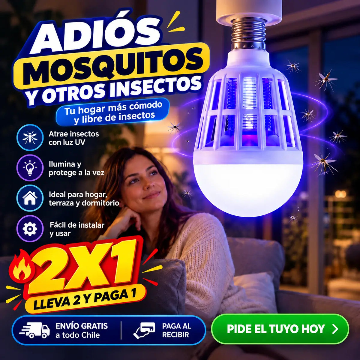 UVGuard 15W 2X1 - Elimina Mosquitos Sin Esfuerzo