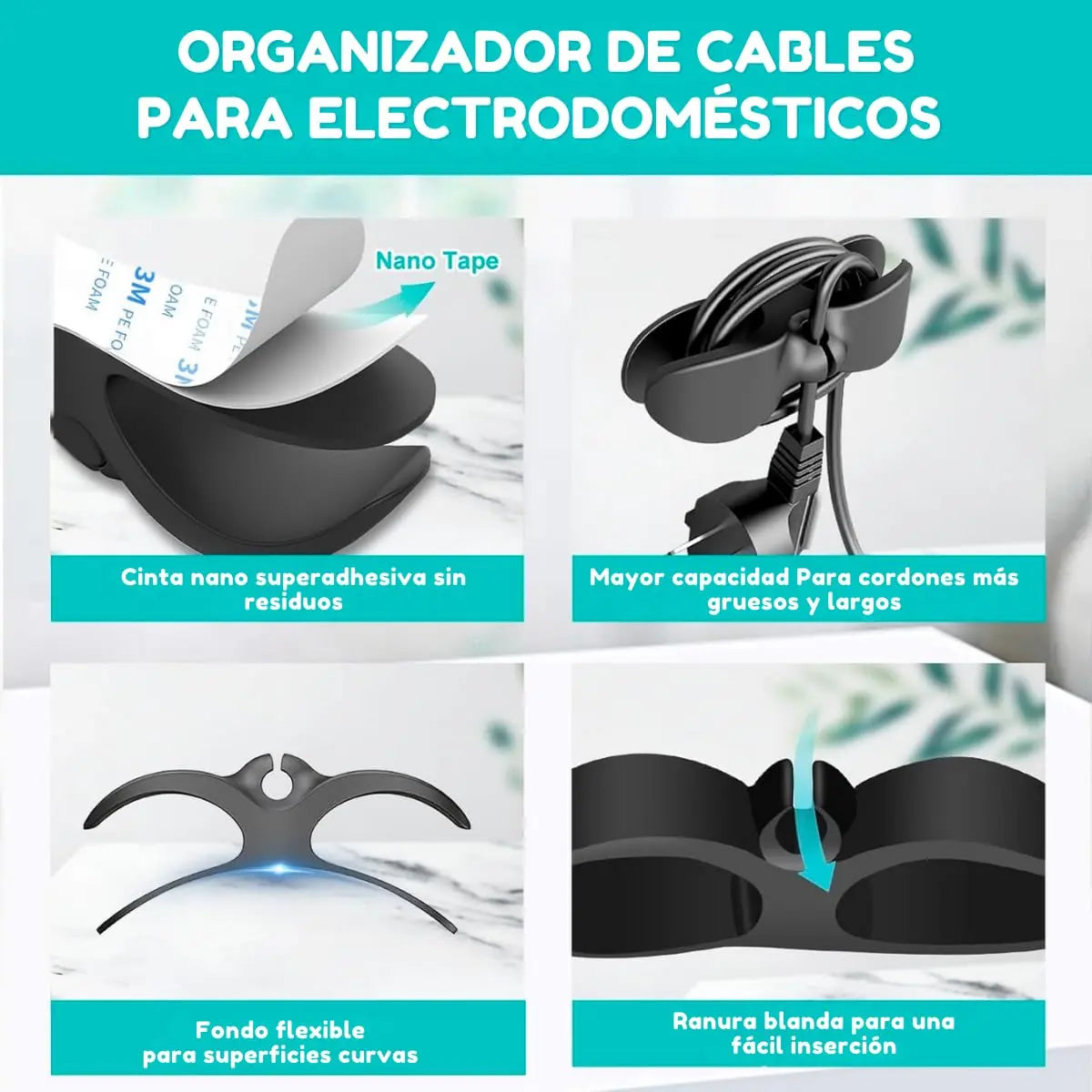 ClipNest 6 - 2X1 - Cables Fijos y Sin Enredos