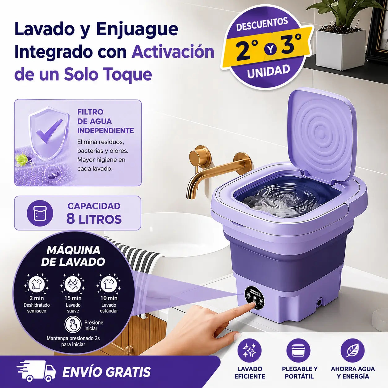 TurboWash Go - Mini Lavadora Portátil